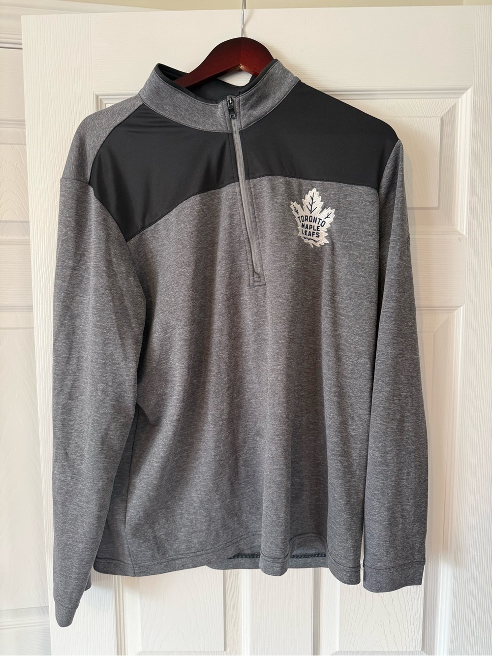 adidas Men’s Gray and Black Half-Zip Pullover with Team Logo